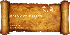 Kolonics Milica névjegykártya